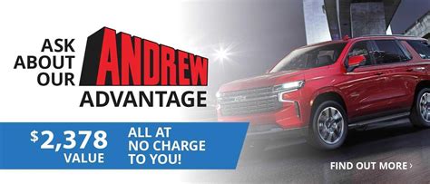 Andrew chevrolet - Bridgewater Chevy Guy. My name is Andrew Tina and I'm the Bridgewater Chevy Guy. Every customer of mine benefits from my decades of automotive expertise. Some people would equate the car buying experience to root canal surgery. This is not the case with my customers. I pride myself on educating my customers on the ins and outs of the car …